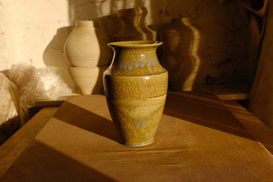 Tall Flowing green Vase